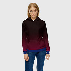 Толстовка-худи женская Темно-малиновый градиент, цвет: 3D-синий — фото 2