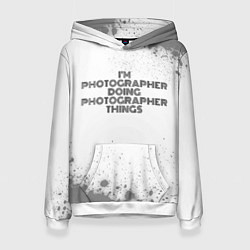 Толстовка-худи женская Im doing photographer things: на светлом, цвет: 3D-белый