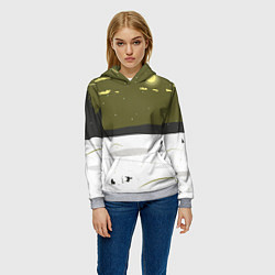 Толстовка-худи женская Зимняя рыбалка, цвет: 3D-меланж — фото 2