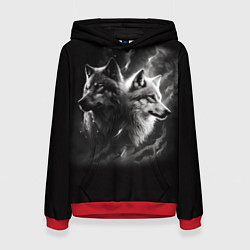 Женская толстовка Волки - белый и черный