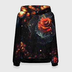 Толстовка-худи женская Midjourney Цветок вулкан, цвет: 3D-черный