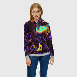 Толстовка-худи женская Космический всплеск, цвет: 3D-меланж — фото 2
