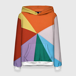 Толстовка-худи женская Разноцветные пересекающиеся треугольники, цвет: 3D-белый