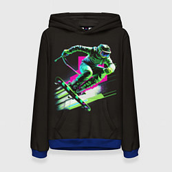Толстовка-худи женская Лыжник в прыжке, цвет: 3D-синий