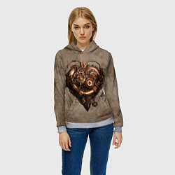 Толстовка-худи женская Стимпанк сердце, цвет: 3D-меланж — фото 2