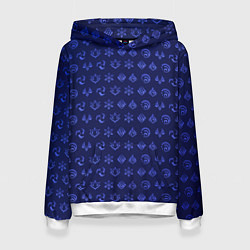 Толстовка-худи женская Паттерн элементали под гидро, цвет: 3D-белый