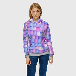 Толстовка-худи женская Абстрактный кубический паттерн, цвет: 3D-меланж — фото 2
