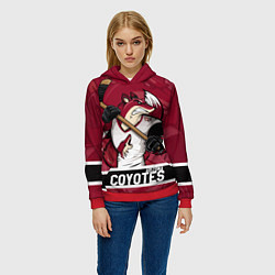Толстовка-худи женская Arizona Coyotes маскот, цвет: 3D-красный — фото 2