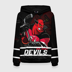 Толстовка-худи женская New Jersey Devils маскот, цвет: 3D-черный