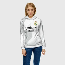Толстовка-худи женская ФК Реал Мадрид, цвет: 3D-белый — фото 2