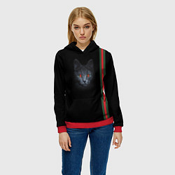Толстовка-худи женская Кот гуччи, цвет: 3D-красный — фото 2