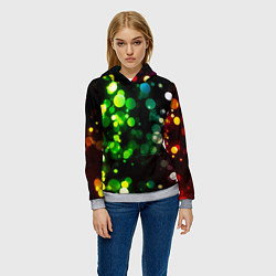 Толстовка-худи женская Разноцветные блики, цвет: 3D-меланж — фото 2