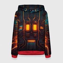 Толстовка-худи женская Паттерн в стиле киберпанк, цвет: 3D-красный