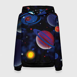 Толстовка-худи женская Планеты, цвет: 3D-черный