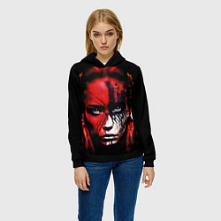 Толстовка-худи женская Амазонка в боевой раскраске, цвет: 3D-черный — фото 2