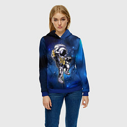 Толстовка-худи женская Дерзкий космонавт, цвет: 3D-синий — фото 2