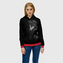 Толстовка-худи женская Волк и ворон, цвет: 3D-красный — фото 2