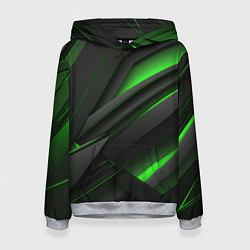 Толстовка-худи женская Черно-зеленые объемные полосы, цвет: 3D-меланж