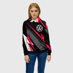 Толстовка-худи женская Volkswagen fast lines, цвет: 3D-черный — фото 2