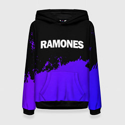 Толстовка-худи женская Ramones purple grunge, цвет: 3D-черный