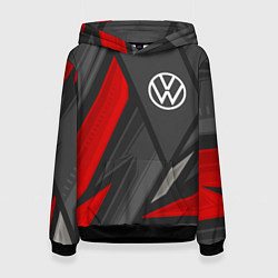 Толстовка-худи женская Volkswagen sports racing, цвет: 3D-черный
