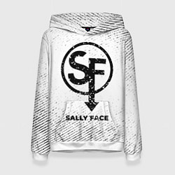 Толстовка-худи женская Sally Face с потертостями на светлом фоне, цвет: 3D-белый