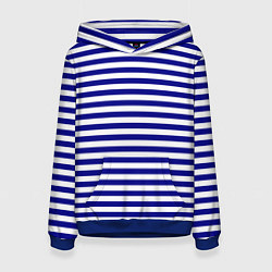 Толстовка-худи женская Тельняшка синяя ВМФ, цвет: 3D-синий