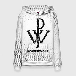 Толстовка-худи женская Powerwolf с потертостями на светлом фоне, цвет: 3D-белый