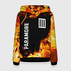 Толстовка-худи женская Paramore и пылающий огонь, цвет: 3D-черный