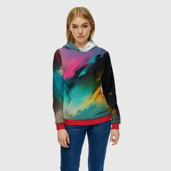 Толстовка-худи женская Абстрактный туман, цвет: 3D-красный — фото 2