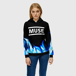 Толстовка-худи женская Muse blue fire, цвет: 3D-черный — фото 2