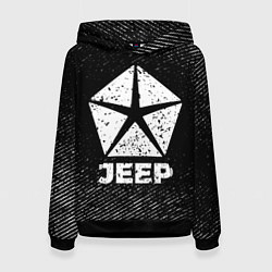 Толстовка-худи женская Jeep с потертостями на темном фоне, цвет: 3D-черный