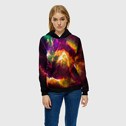 Толстовка-худи женская Небула в космосе разноцветная - нейронная сеть, цвет: 3D-черный — фото 2