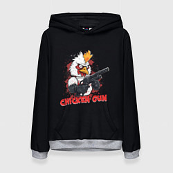 Толстовка-худи женская Chicken gun pew pew, цвет: 3D-меланж