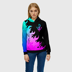 Толстовка-худи женская Powerwolf неоновый огонь, цвет: 3D-черный — фото 2