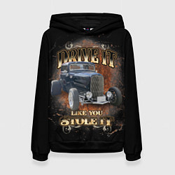 Толстовка-худи женская Хот род на базе модели Ford 30-х годов, цвет: 3D-черный