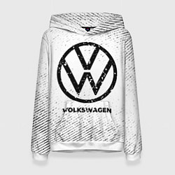 Толстовка-худи женская Volkswagen с потертостями на светлом фоне, цвет: 3D-белый