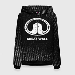 Толстовка-худи женская Great Wall с потертостями на темном фоне, цвет: 3D-черный