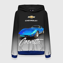 Женская толстовка Синий Chevrolet Corvette 70-х годов