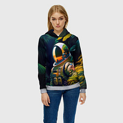 Толстовка-худи женская Космонавт в зарослях, цвет: 3D-меланж — фото 2