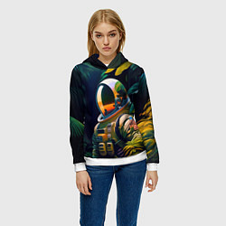 Толстовка-худи женская Космонавт в зарослях, цвет: 3D-белый — фото 2
