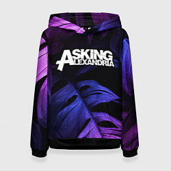 Толстовка-худи женская Asking Alexandria neon monstera, цвет: 3D-черный