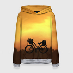 Толстовка-худи женская Велосипед на закате, цвет: 3D-меланж
