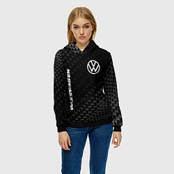Толстовка-худи женская Volkswagen карбоновый фон, цвет: 3D-черный — фото 2