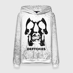 Толстовка-худи женская Deftones с потертостями на светлом фоне, цвет: 3D-белый