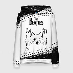 Женская толстовка The Beatles рок кот на светлом фоне