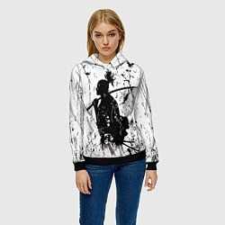 Толстовка-худи женская Самурай - древний воин, цвет: 3D-черный — фото 2