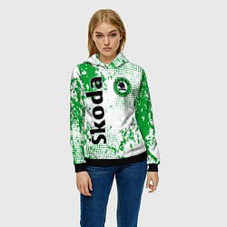 Толстовка-худи женская Skoda auto logo, цвет: 3D-черный — фото 2