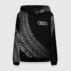 Толстовка-худи женская Audi tire tracks, цвет: 3D-черный