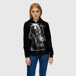 Толстовка-худи женская Велес с большим медведем, цвет: 3D-черный — фото 2